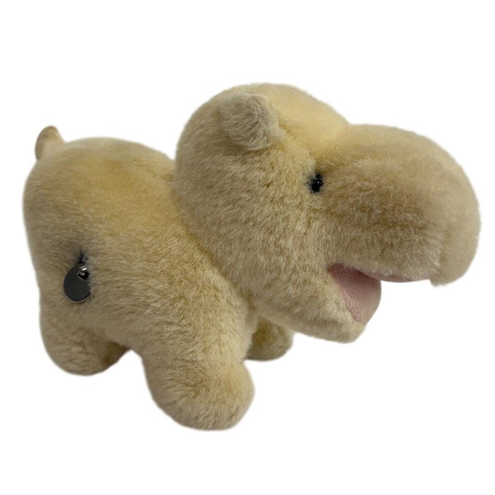 Vintage 1988 Baby Gund Hippo Plush Yellow Stuffed Animal Toy 31 Pull Ring Retro‎